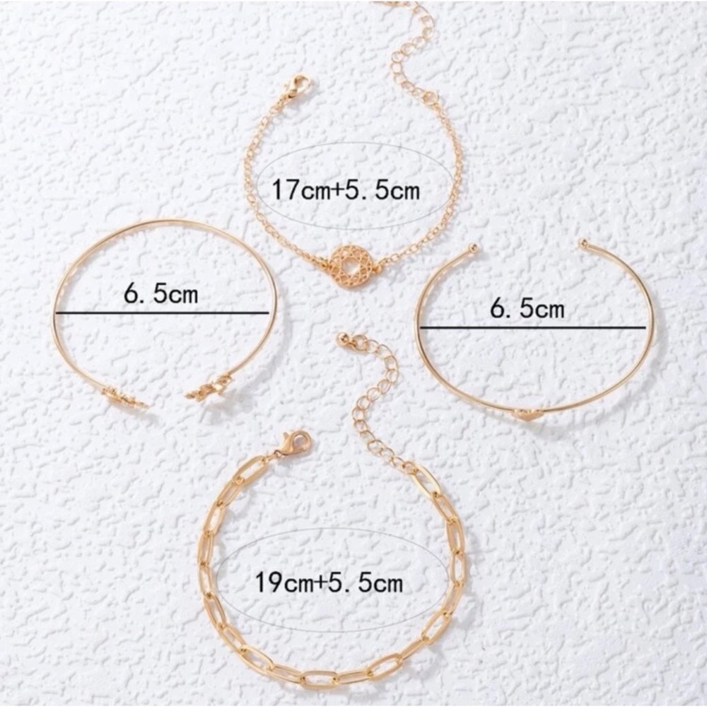 2 LEFT! 4 piece Gold Leaf Bangle Bracelet Set - Picture 5 of 5